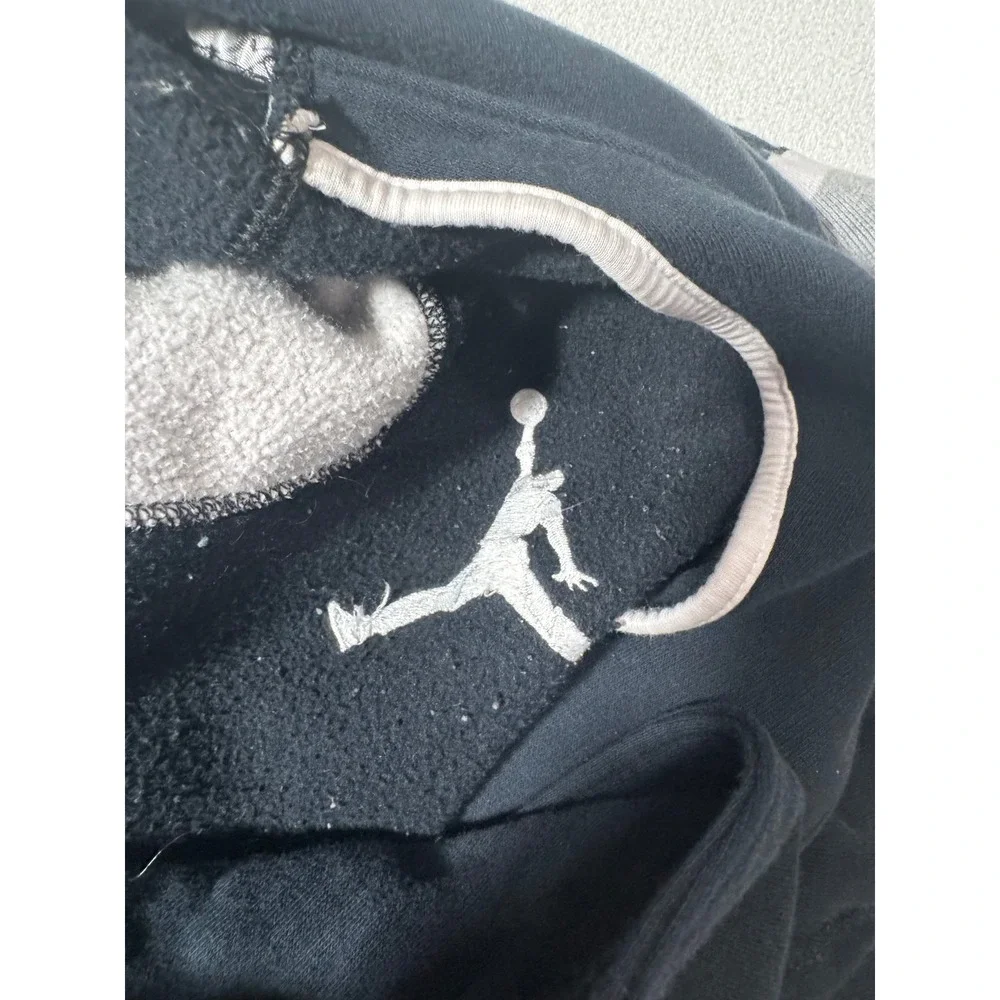 Jordan Mens Hooded Varsity Jacket Black Grey Snap Front Jumpman Fleece XL